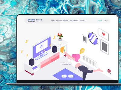 英雄标题 Smartthings 等距模板(Hero Header Smartthings Isometric Template)