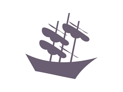 废弃船舶半平面彩色矢量对象的剪影(Silhouette of abandoned ship semi flat color vector object)