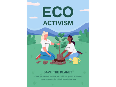生态激进主义海报平面矢量模板(Eco activism poster flat vector template)