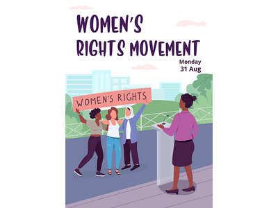 女权运动海报平面矢量模板(Womens rights movement poster flat vector template)