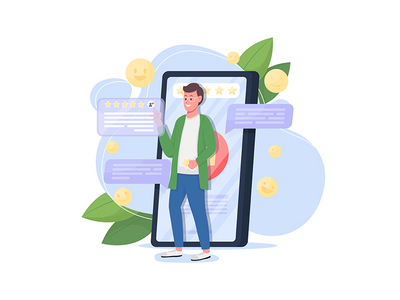 良好的服务在线评论平面概念矢量图(Good service online review flat concept vector illustration)