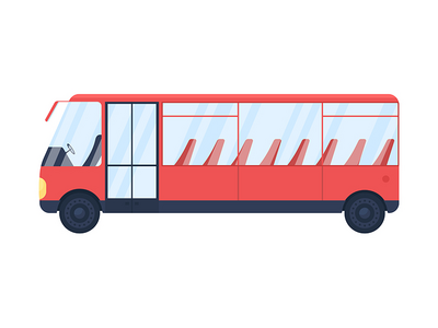 红色空巴士平面颜色矢量对象(Red empty bus flat color vector object)