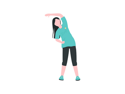 行使平面彩色矢量不露面人物的妇女(Woman exercising flat color vector faceless character)