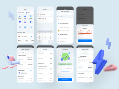 电力 - 数字钱包移动 UI 套件(Electricity - Digital Wallet Mobile Ui kits)