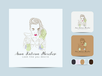 最小线条艺术标志女性沙龙(Minimal line art logo woman salon)