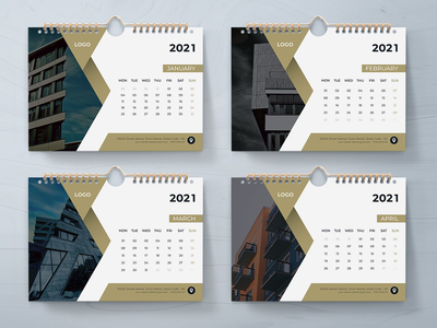 2021 年台历设计模板(2021 Desk Calendar Design Template)