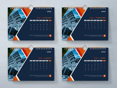 2021 年台历设计模板(2021 Desk Calendar Design Template)