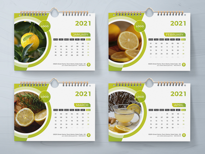 2021 年台历设计模板(2021 Desk Calendar Design Template)