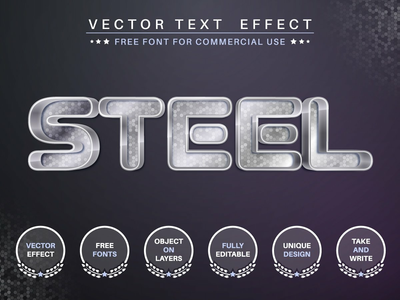 钢可编辑文本效果，字体样式(Steel editable text effect, font style)