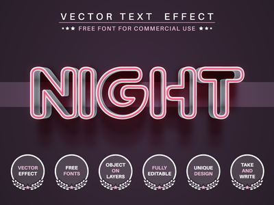 霓虹灯线 - 可编辑的文本效果、字体样式(Neon line - editable text effect, font style)