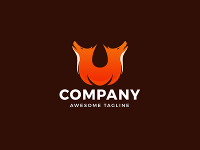 双狐标志模板(Twin Fox Logo Template)