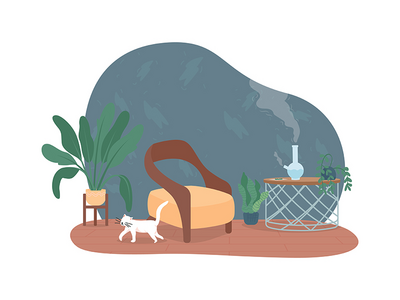 Bong 吸烟 2D 矢量网页横幅、海报(Bong smoking 2D vector web banner, poster)