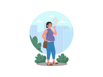 怀孕期间吸烟 2D 矢量网页横幅、海报(Smoking during pregnancy 2D vector web banner, poster)