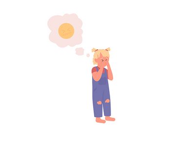 心烦意乱的儿童平面颜色矢量不露面人物(Upset child flat color vector faceless character)