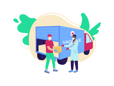 疫苗交付平面概念矢量图(Vaccine delivery flat concept vector illustration)