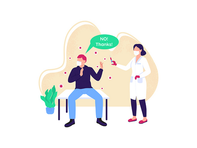 拒绝疫苗平面概念矢量图(Rejecting vaccine flat concept vector illustration)