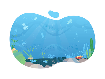 海洋污染 2D 矢量网页横幅、海报(Ocean pollution 2D vector web banner, poster)