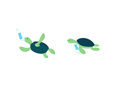 水龟平面颜色矢量字符集(Water turtles flat color vector characters set)
