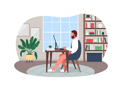 在线工作会议 2D 矢量网页横幅、海报(Online work meeting 2D vector web banner, poster)