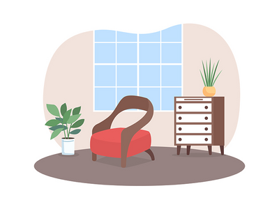 客厅 2D 矢量网页横幅、海报(Living room 2D vector web banner, poster)