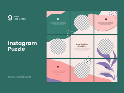 社交媒体帖子模板矢量，Instagram 拼图模板(Social media post template vector, Instagram puzzle template)