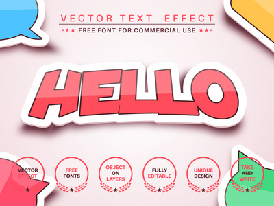 贴纸 - 可编辑的文字效果，字体样式。(Sticker - editable text effect, font style.)