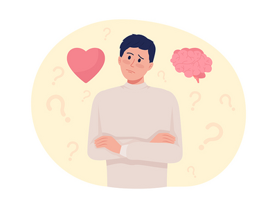 困难的选择 2d 矢量隔离插图(Difficult choice 2D vector isolated illustration)