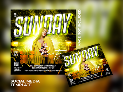 晚会传单模板和网页横幅模板(Night party flyer template and web banner template)