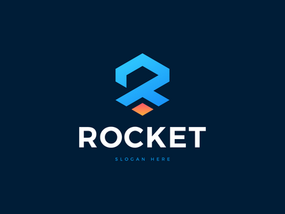 火箭-字母 R 标志模板(Rocket - Letter R Logo Template)