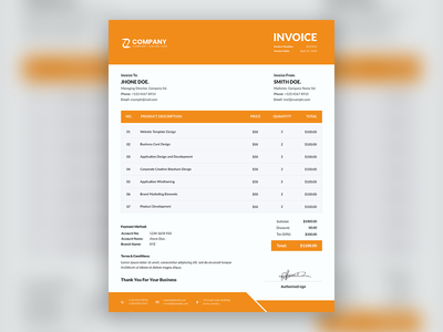 简单的专业商业发票模板(Simple professional business invoice template)