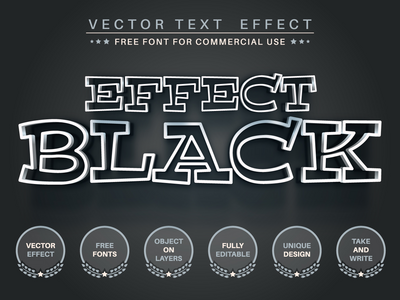 黑色 - 可编辑的文本效果、字体样式(Black - editable text effect, font style)