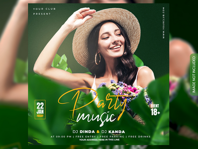 派对音乐活动传单或社交媒体帖子和网页横幅(Party Music Event flyer or social media post and web banner)