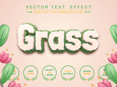 草 - 可编辑的文本效果、字体样式(Grass - editable text effect, font style)