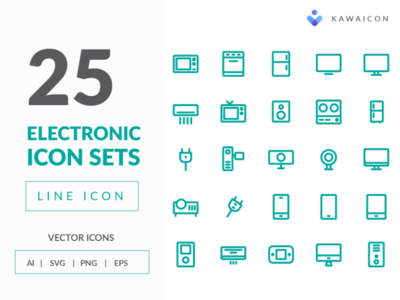 25 电子线图标集(25 Electronic Line Icon Set)