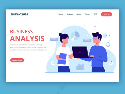 平面业务登陆页面模板(Flat business landing page template)
