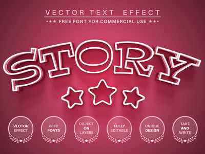 Pink Story - 可编辑的文字效果，字体样式(Pink Story - Editable Text Effect, Font Style)