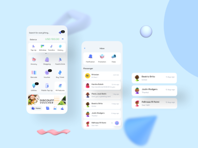 收件箱 - 数字钱包移动 UI 套件(Inbox - Digital Wallet Mobile Ui kits)