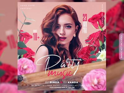 派对音乐活动传单或社交媒体帖子和网页横幅(Party Music Event flyer or social media post and web banner)