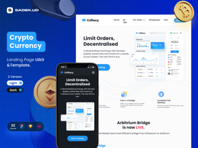 加密货币登陆页面模板和 UIkit |免费资源(Crypto Currency landing Page Template and Uikit | Free Resource)