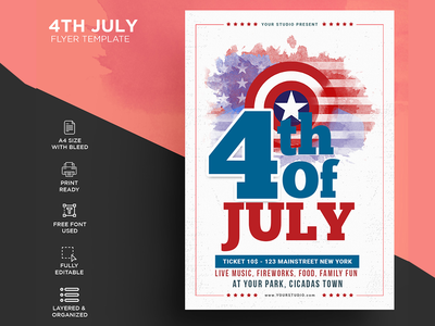 7 月 4 日独立日传单模板(July 4 Independence Day Flyer Template)