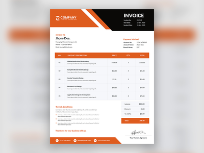 现代企业业务发票模板设计(Modern corporate business invoice template design)