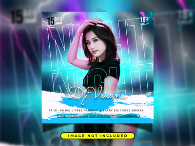 俱乐部 dj 派对传单社交媒体帖子和网页横幅模板(Club dj party flyer social media post and web banner template)