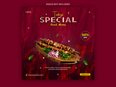 美味汉堡社交媒体发布和 Instagram 横幅设计(Delicious-burger-social-media-post-and-instagram-banner-design)