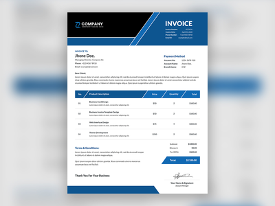 专业的商业发票模板设计(Professional business invoice template design)