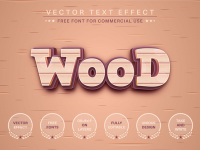 Wood - 可编辑的文字效果，字体样式(Wood -  Editable Text Effect, Font Style)