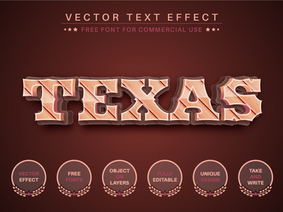 Texas - 可编辑的文本效果，字体样式(Texas -  Editable Text Effect, Font Style)