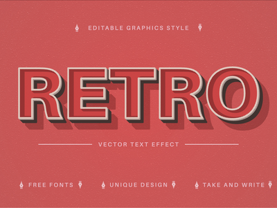 红色复古 - 可编辑文本效果，字体样式(Red Retro - Editable Text Effect, Font Style)