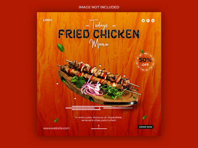 美味的食物社交媒体发布和 Instagram 横幅设计(Delicious-food-social-media-post-and-instagram-banner-design)