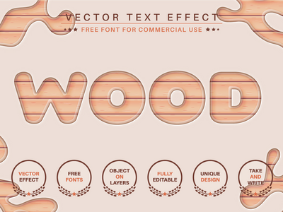 轻木 - 可编辑的文字效果，字体样式(Light wood - Editable Text Effect, Font Style)