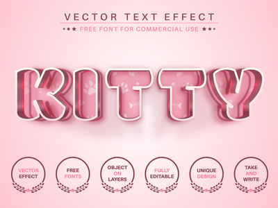 Kitty - 可编辑的文字效果，字体样式(Kitty -  Editable Text Effect, Font Style)